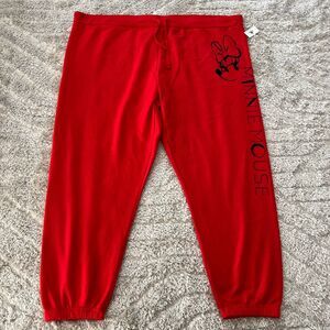 Disney Minnie Mouse Jogger Sweatpants Size 3X Plus Women Red Fleece Pant $50 NEW